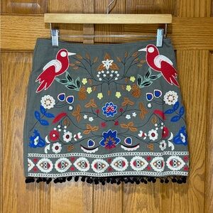 Altar’d State Embroidered Floral Skirt with Birds - Multicolor - Women’s Size M